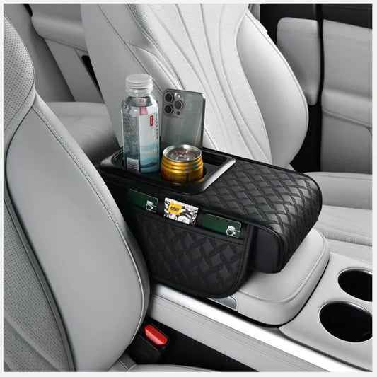 Coussin d’Accoudoir 4-en-1 qui Transforme Votre Conduite : Confort + Rangement + Porte-Mouchoirs